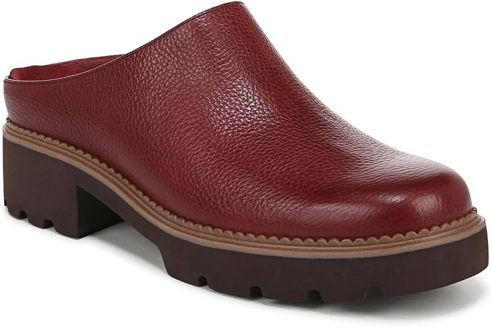 NEW VIONIC women's fairfax clog mule in syrah burgundy leather